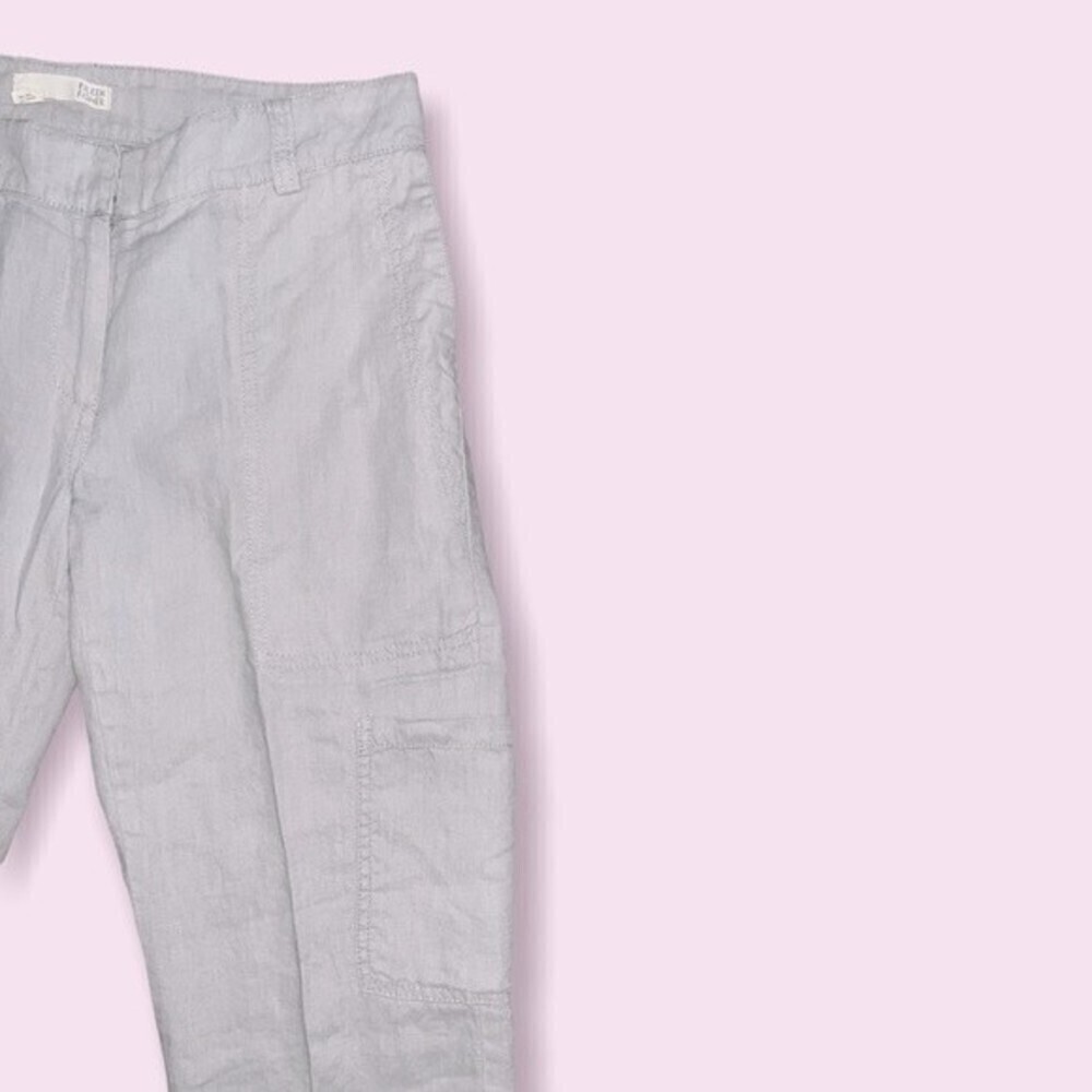 Eileen Fisher 100% Organic Linen Pants Light Grey Cropped Coastal Womens Size 2 - Picture 4 of 8